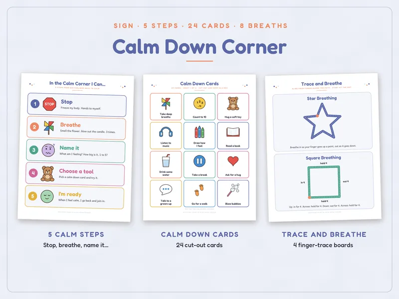 Emotions Chart and Calm Down Corner Kit: calm