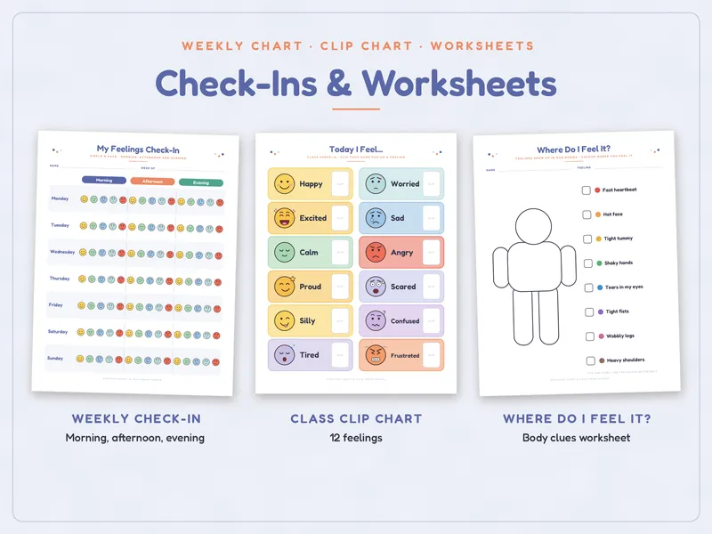 Emotions Chart and Calm Down Corner Kit: check-in