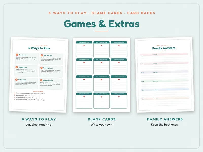 Family Conversation Cards: extras