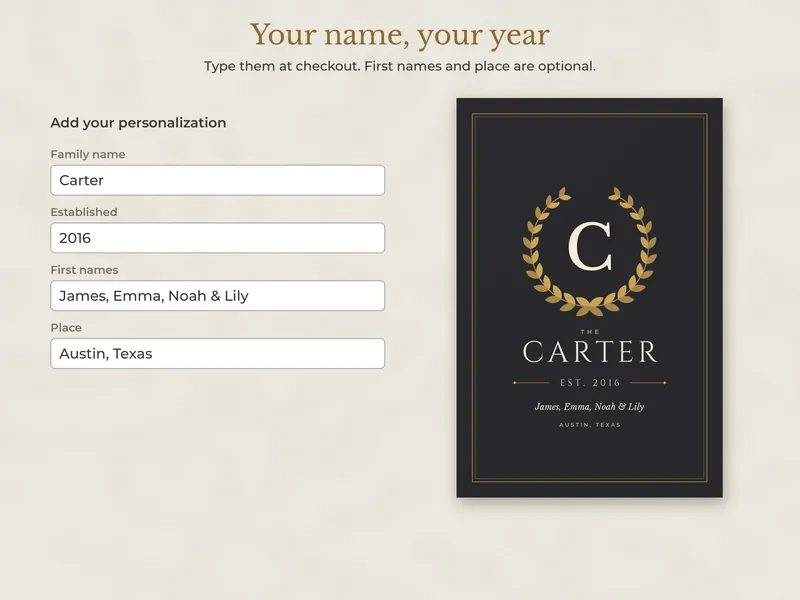 Family Name Established Print: 02