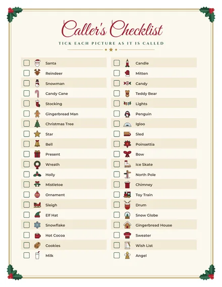 Free Christmas Picture Bingo: 8 Cards: page 2
