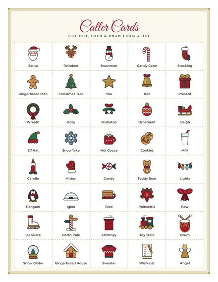 Free Christmas Picture Bingo: 8 Cards: page 3