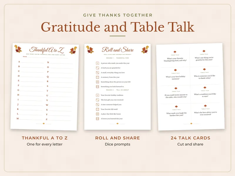 Thanksgiving and Friendsgiving Games Bundle: gratitude
