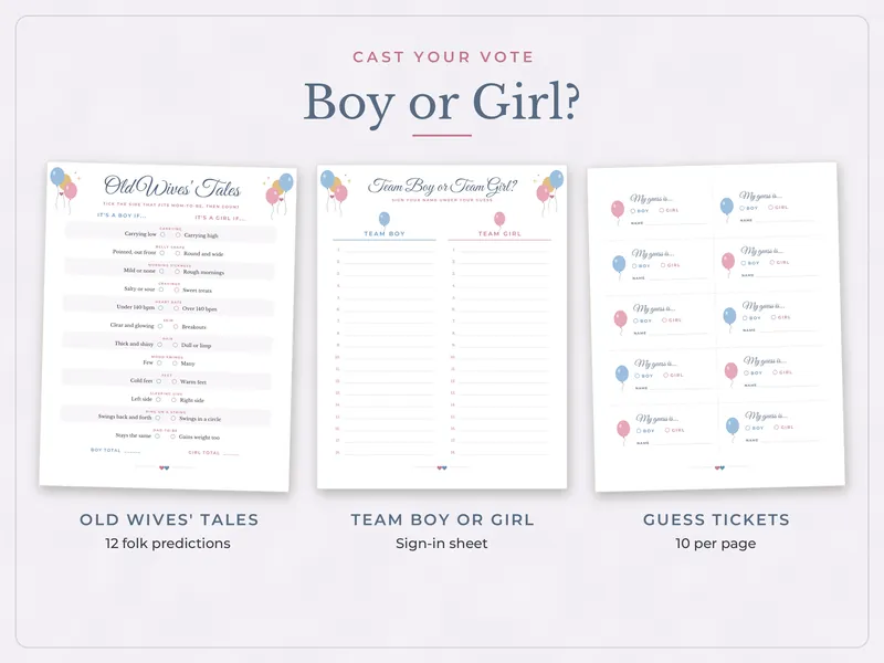 Gender Reveal Party Games Bundle: guess