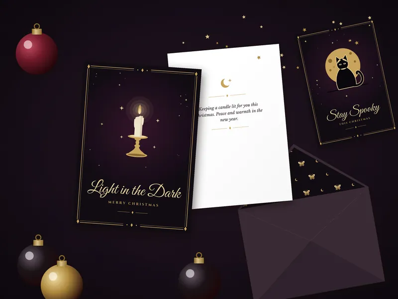 Gothic Christmas Cards: printed pages laid flat