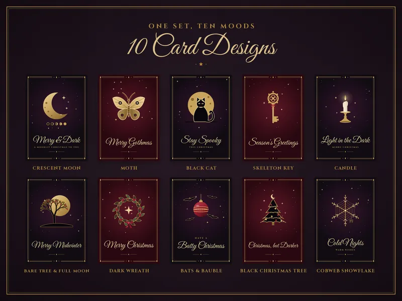 Gothic Christmas Cards: ten designs