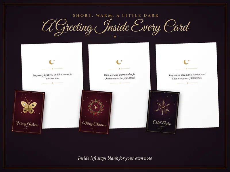 Gothic Christmas Cards: greetings inside