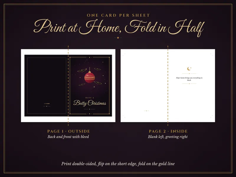Gothic Christmas Cards: print layout