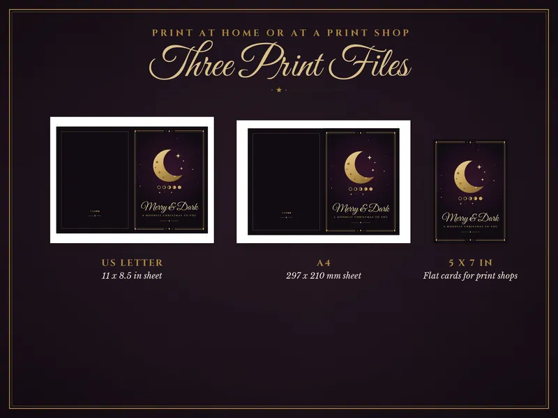 Gothic Christmas Cards: paper sizes