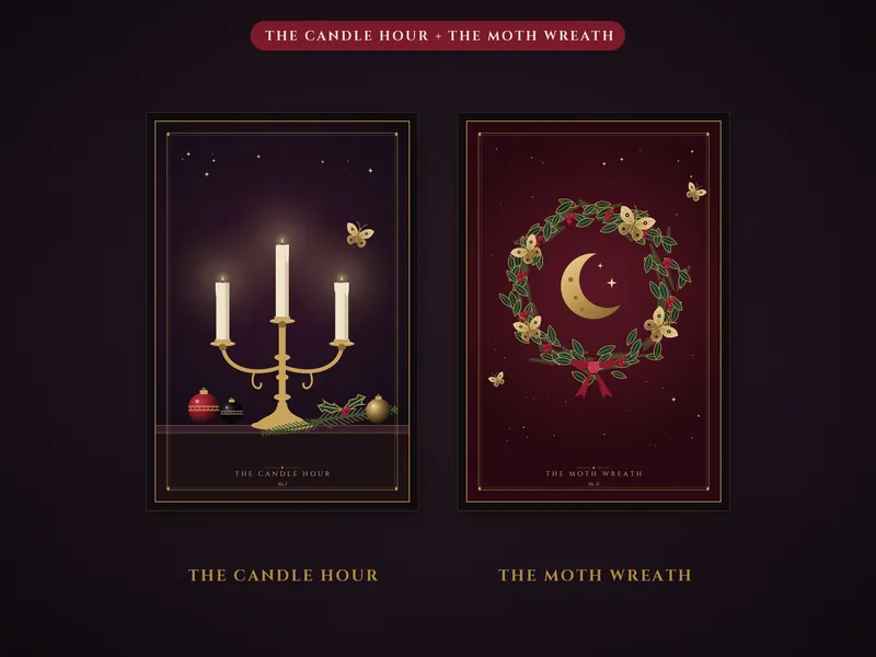 Gothic Christmas Wall Art: candle moth