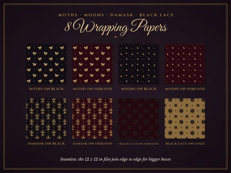Gothic Christmas Gift Tags and Wrapping Paper: wrapping papers