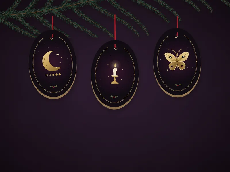 Gothic Christmas Wooden Ornament: 05
