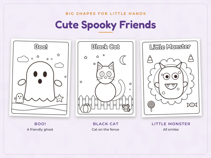 Bold and Easy Halloween Coloring Pages: friends