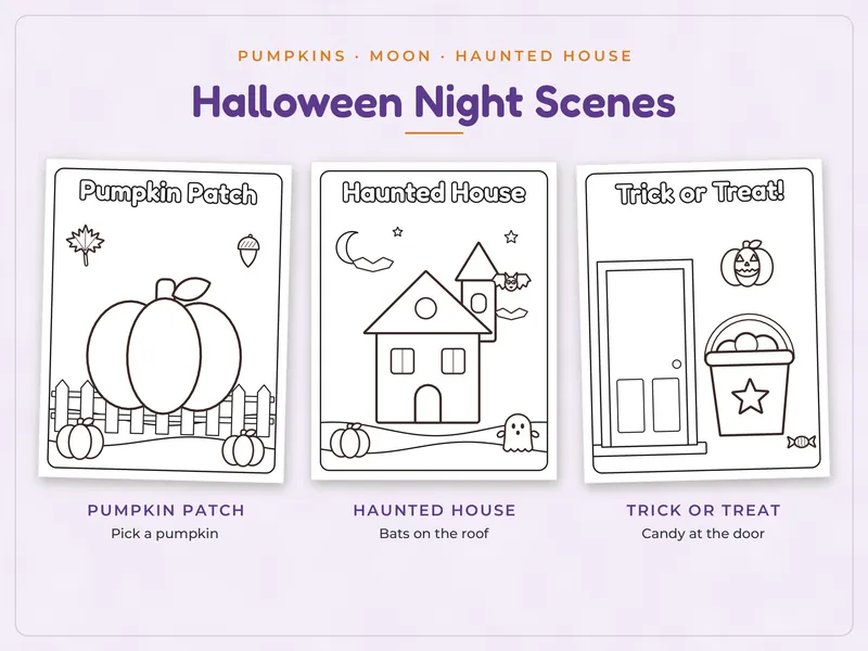 Bold and Easy Halloween Coloring Pages: night