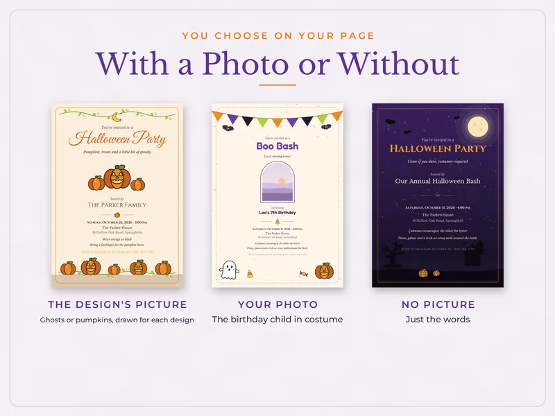 Editable Halloween Party Invitation: with or without a photo
