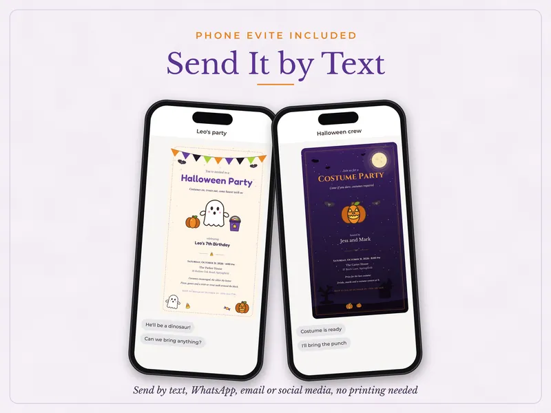 Editable Halloween Party Invitation: send by text