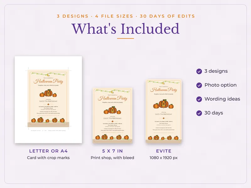 Editable Halloween Party Invitation: what's included
