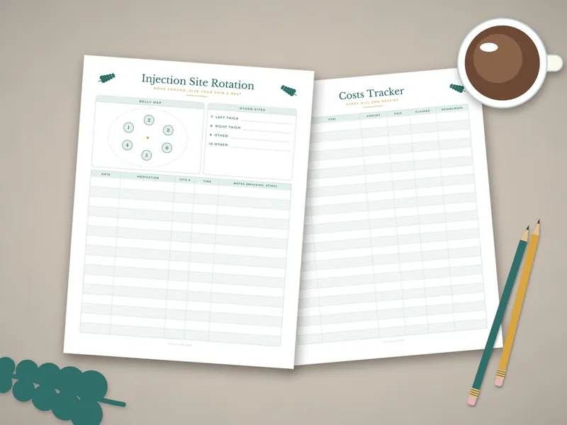 IVF Planner: printed pages laid flat
