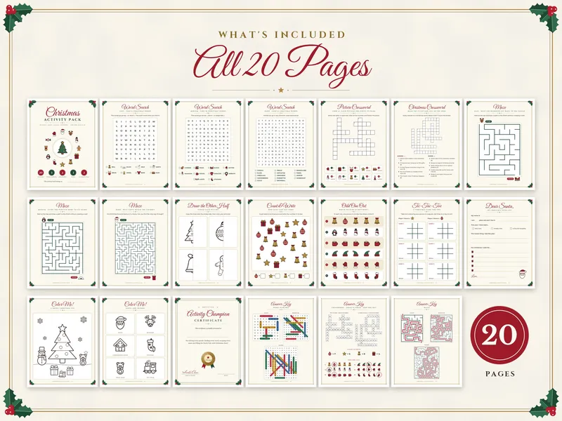 Christmas Activity Pack for Kids: all 20 pages