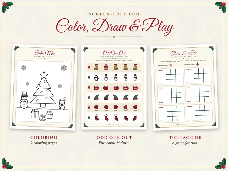 Christmas Activity Pack for Kids: color and play