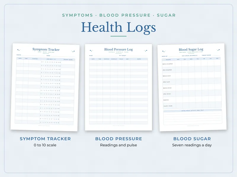 Medication Tracker and Health Binder: health logs