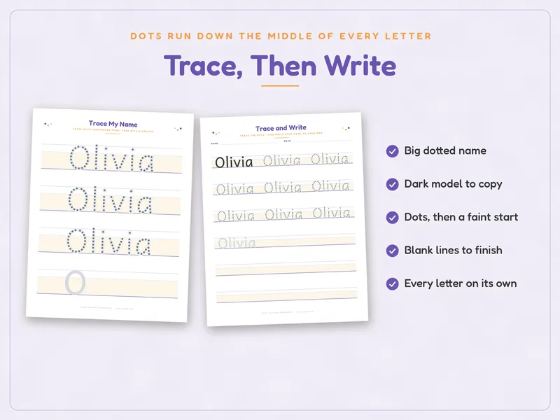Personalized Name Tracing Worksheets: trace then write