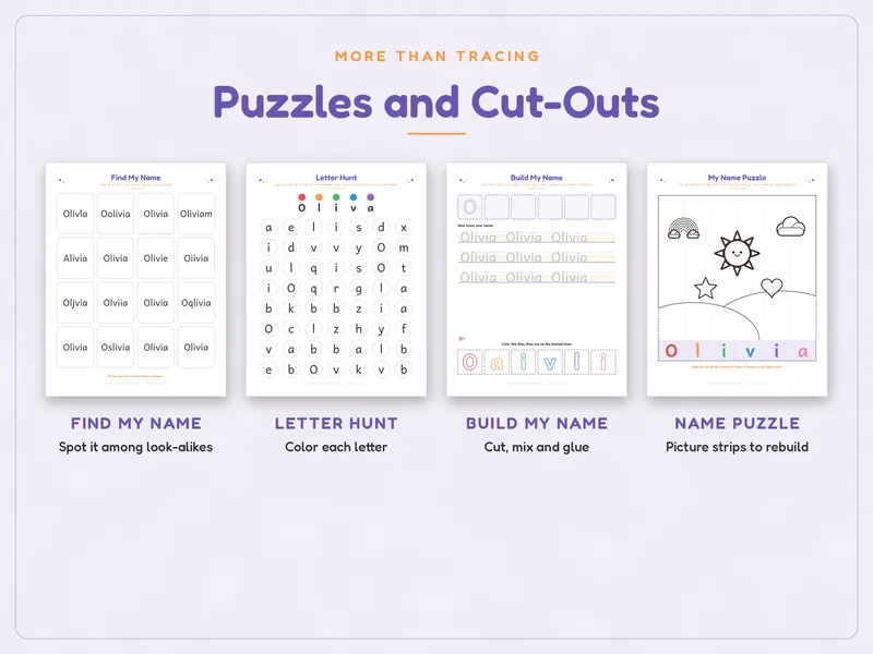 Personalized Name Tracing Worksheets: puzzles