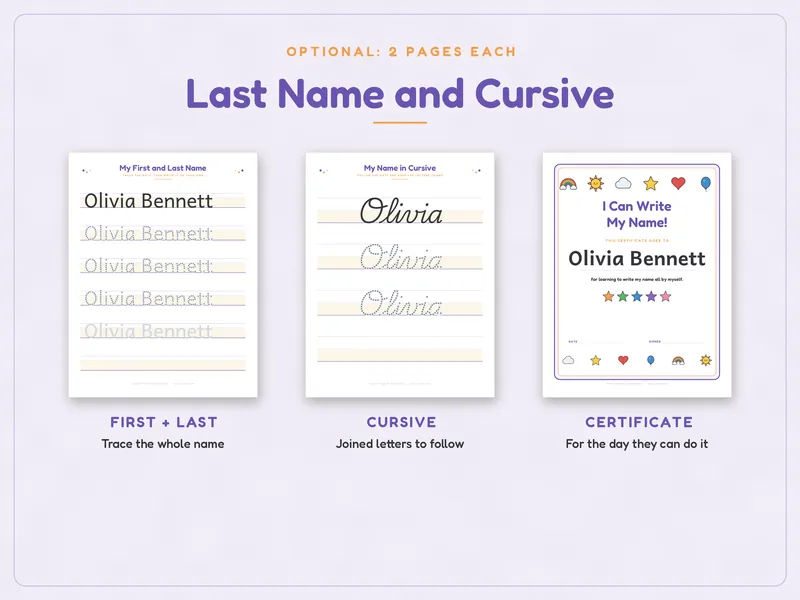 Personalized Name Tracing Worksheets: last name cursive