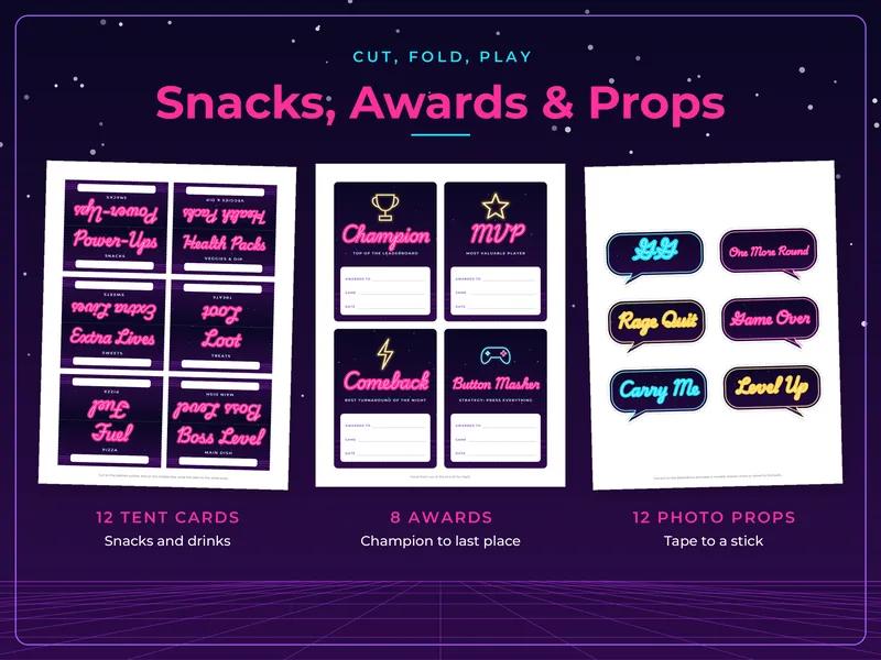 Neon Game Night Party Kit: party