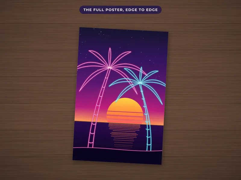 Neon Sunset Synthwave Poster: poster