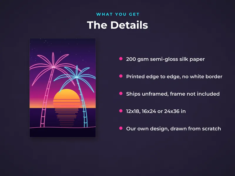 Neon Sunset Synthwave Poster: details
