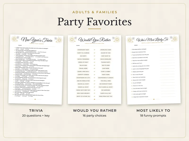 New Year's Eve Party Games 2027: party