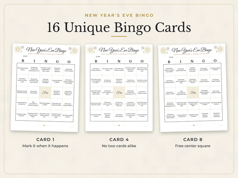 New Year's Eve Party Games 2027: bingo