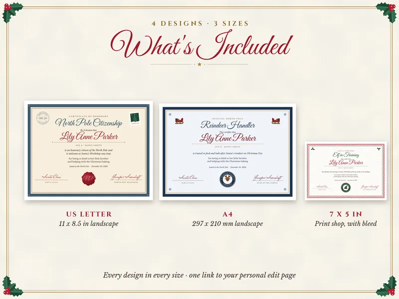 Personalized North Pole Certificate: what's included