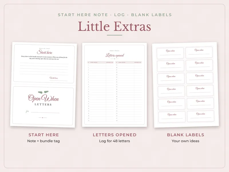 Open When Letters: extras