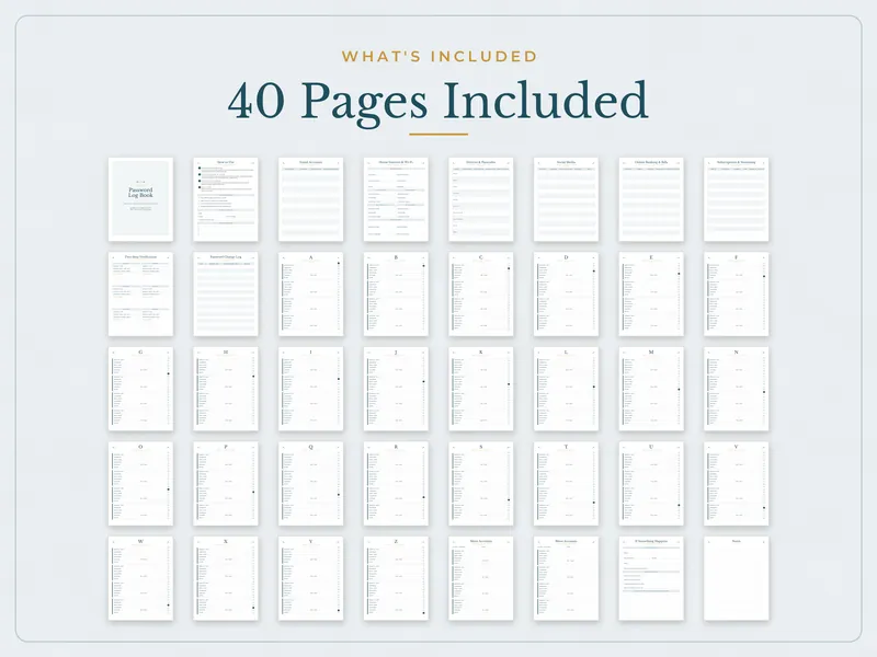 Large Print Password Log Book: what's included