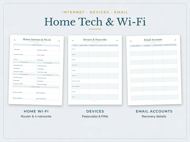Large Print Password Log Book: home tech