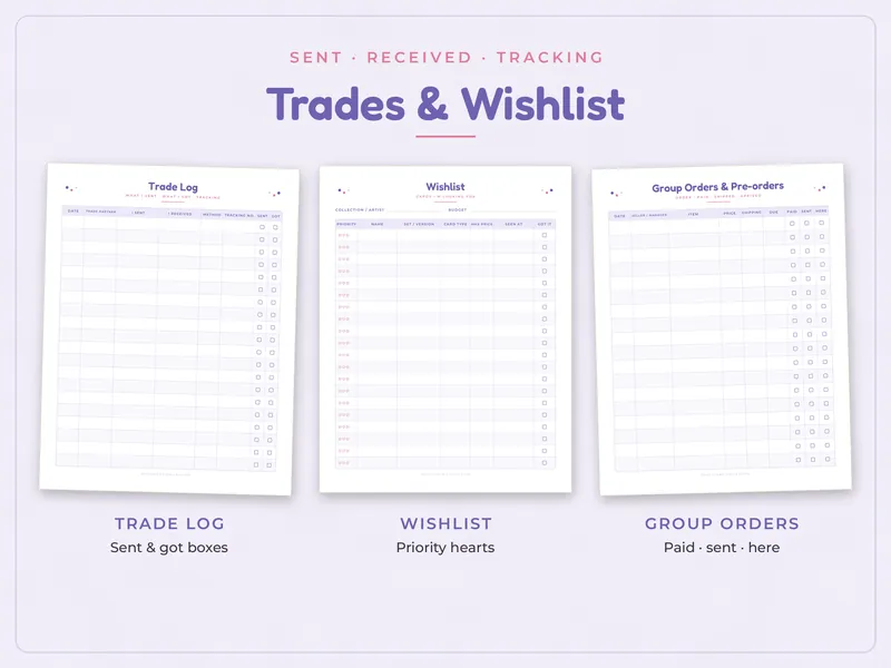 Photocard Collection Tracker: trades