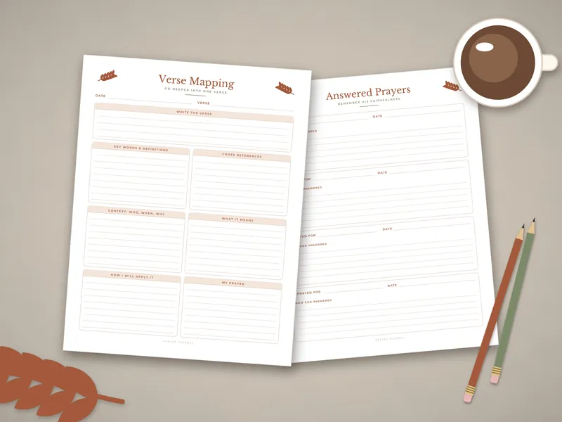 Prayer Journal: printed pages laid flat