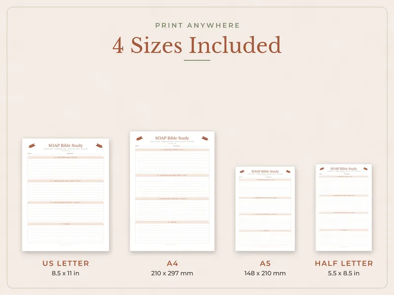 Prayer Journal: paper sizes