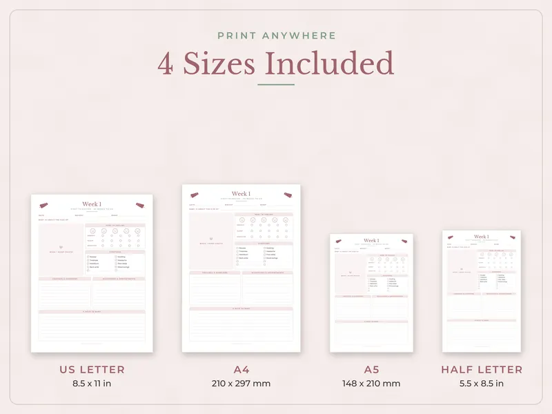 Pregnancy Journal and Planner: paper sizes