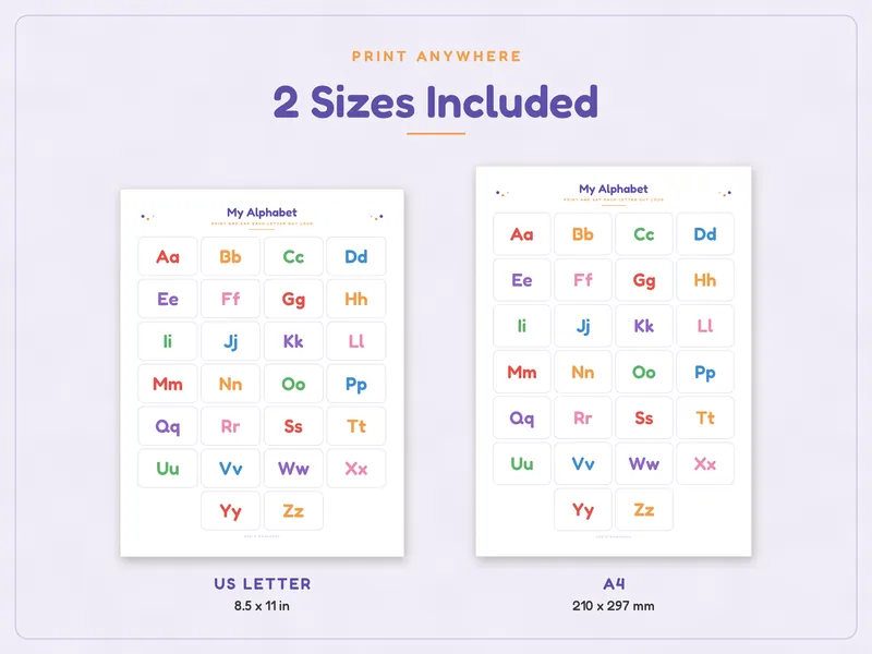 Preschool Learning Binder: paper sizes