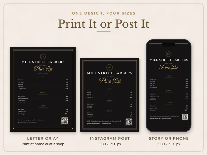 Editable Price List Template: print or post