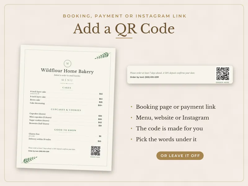 Editable Price List Template: QR code