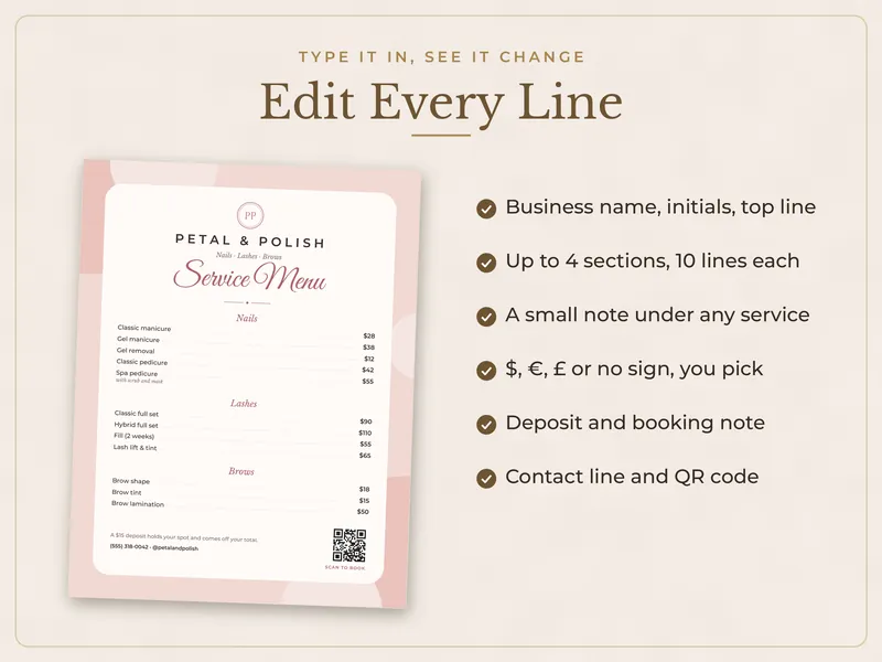Editable Price List Template: edit every line