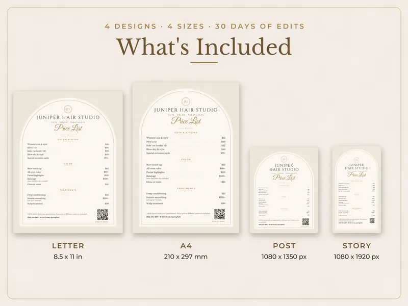 Editable Price List Template: what's included