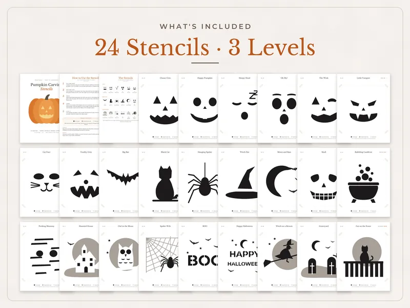 Pumpkin Carving Stencils: what's included