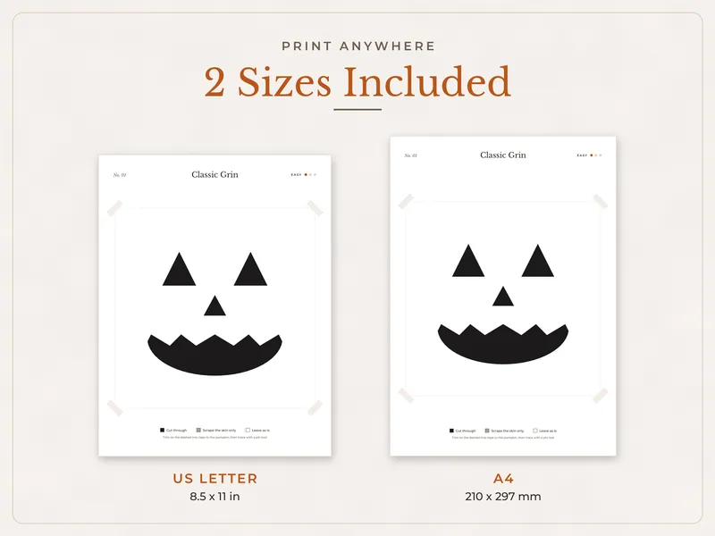 Pumpkin Carving Stencils: paper sizes