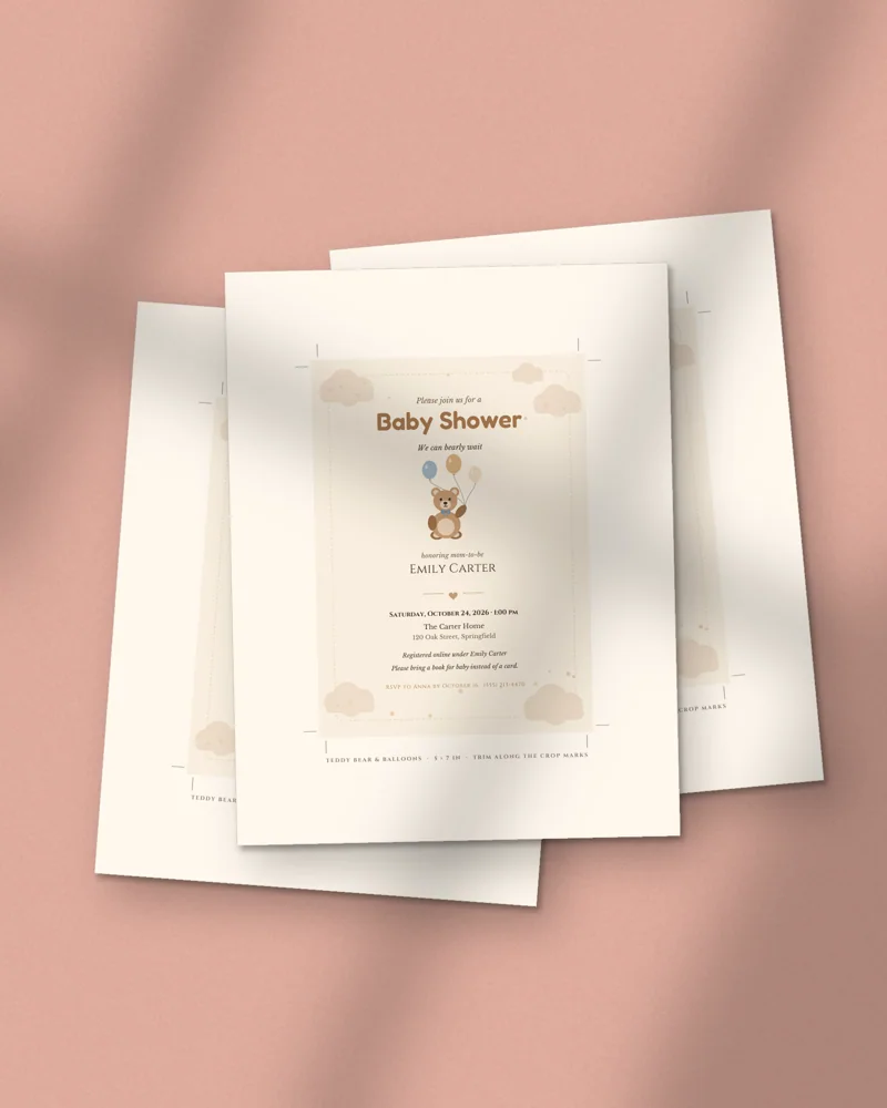 Editable Baby Shower Invitation: printed pages fanned out