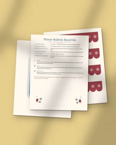Winter Bulletin Board Kit: printed pages